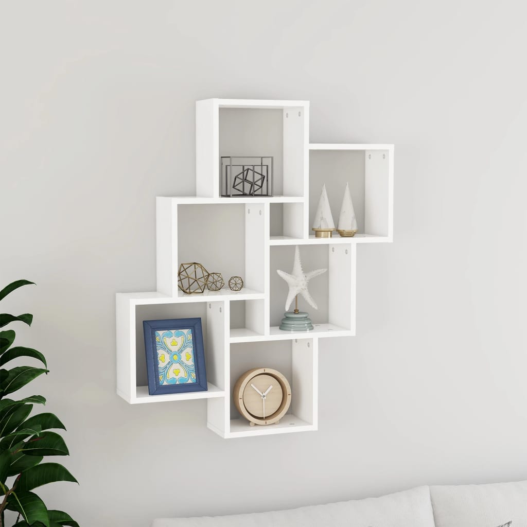 Wall Cube Shelf White 30.7"x5.9"x36.6" Engineered Wood