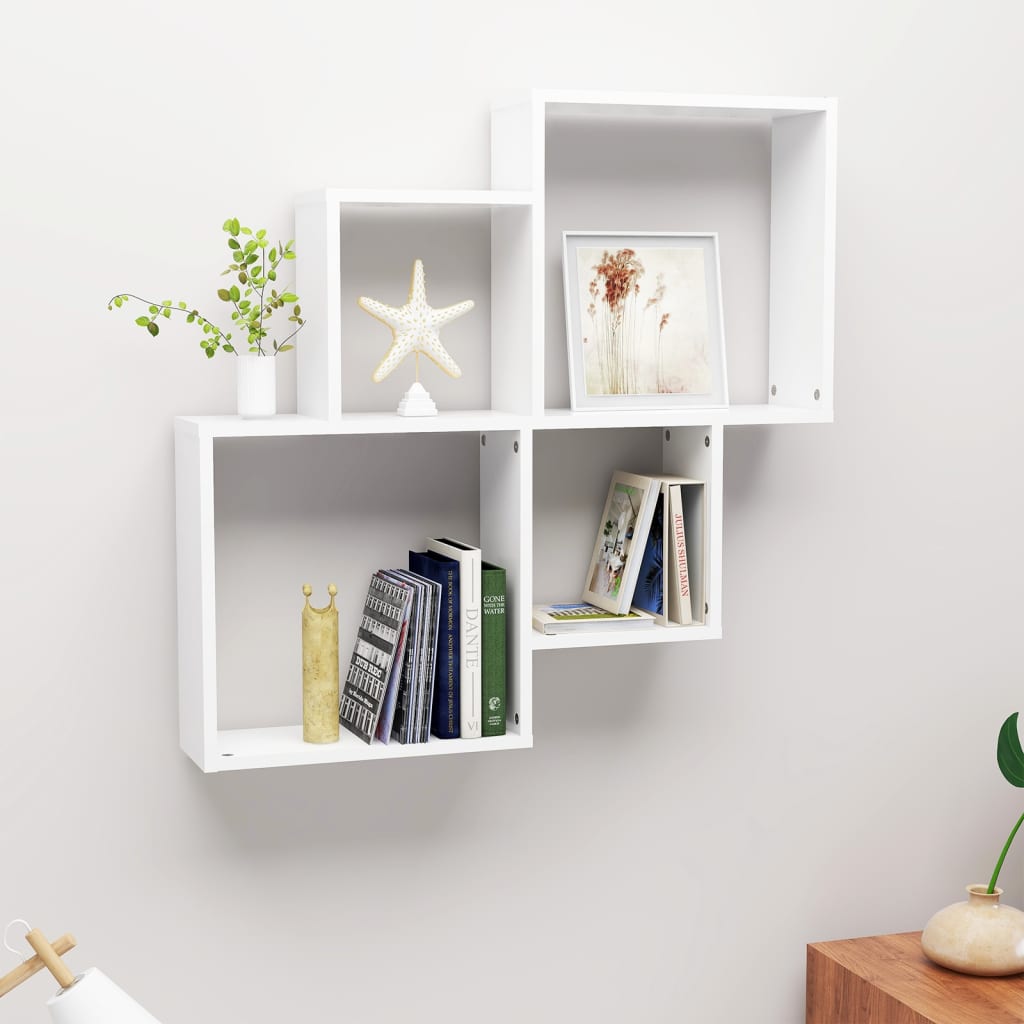 Wall Cube Shelf White 31.5"x5.9"x30.9" Engineered Wood