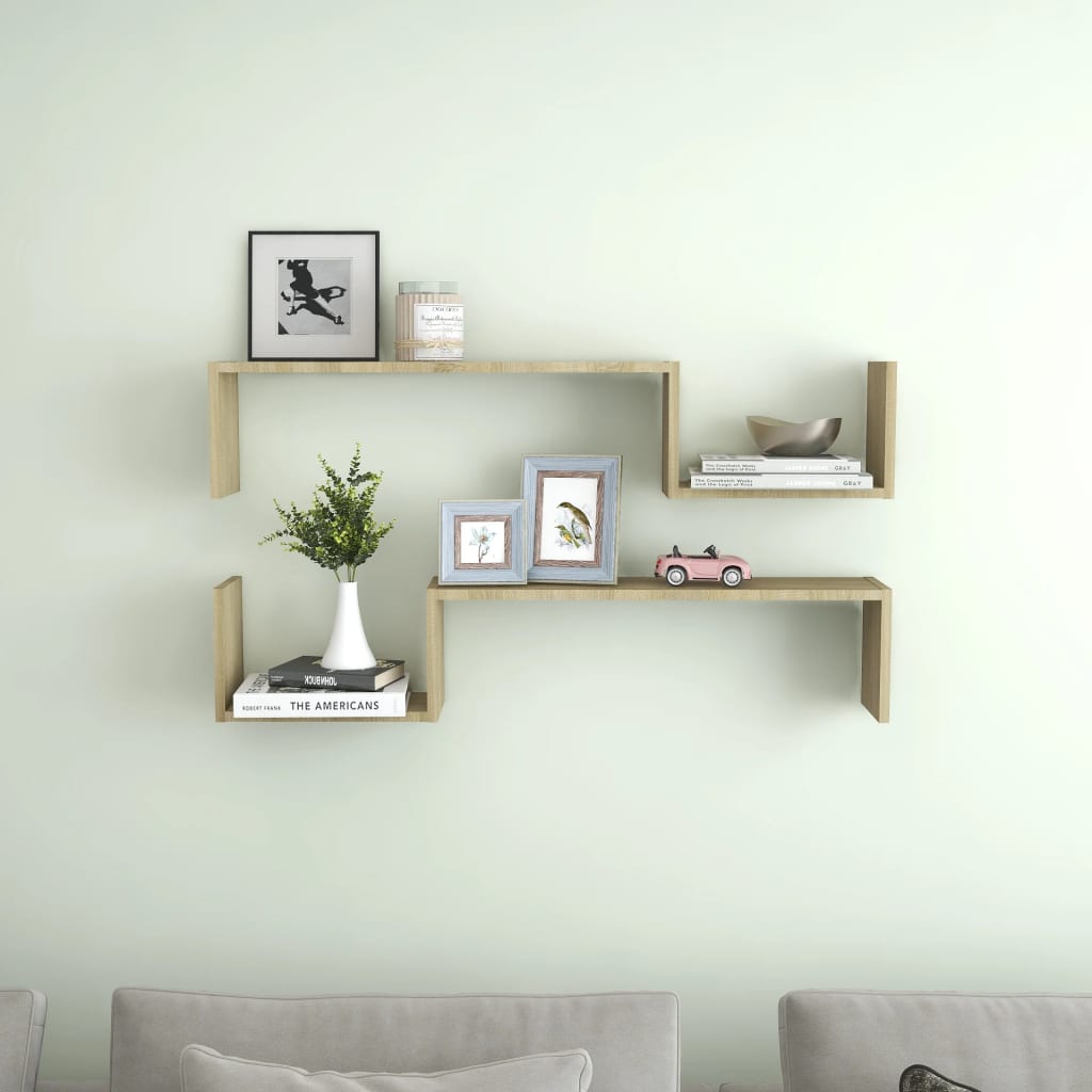 Wall Shelves 2 pcs Sonoma Oak 39.4"x5.9"x7.9" Engineered Wood