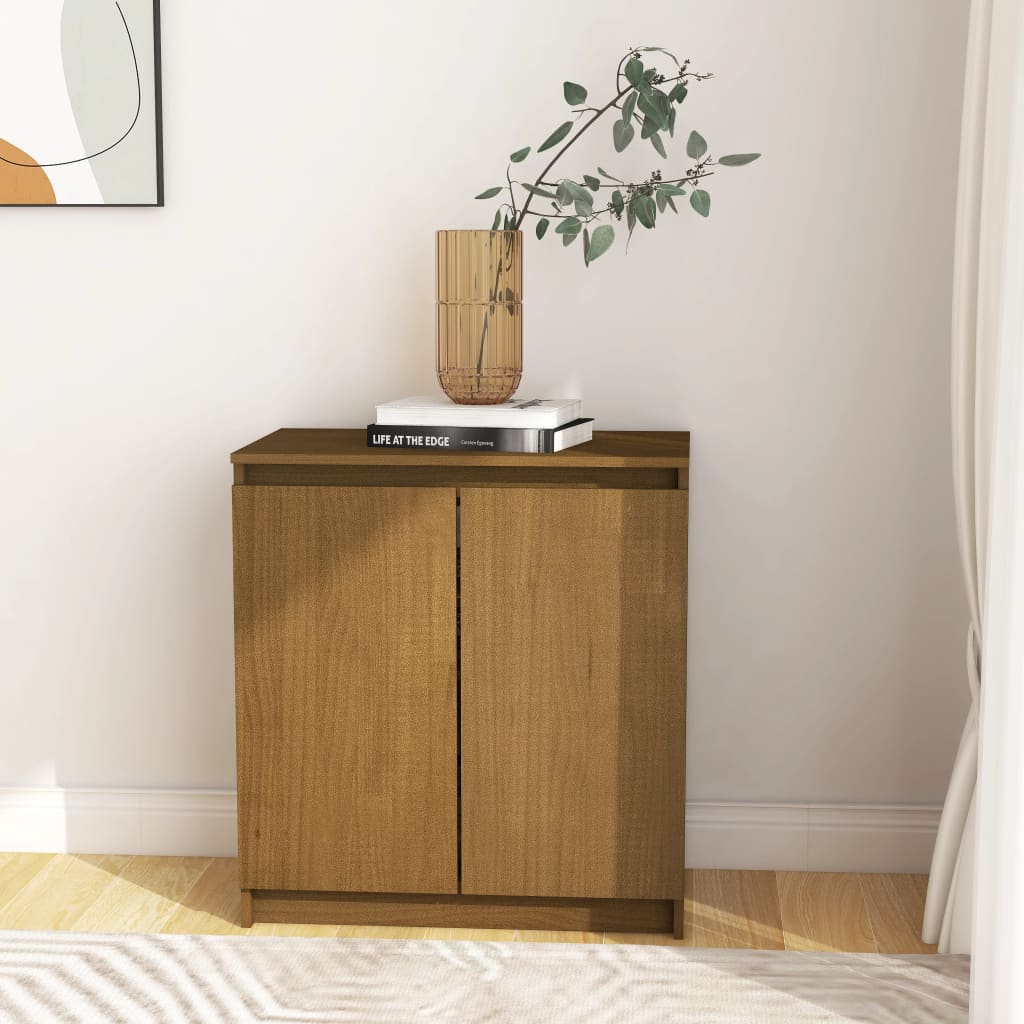 Side Cabinet Honey Brown 23.6"x14.2"x25.6" Solid Pinewood