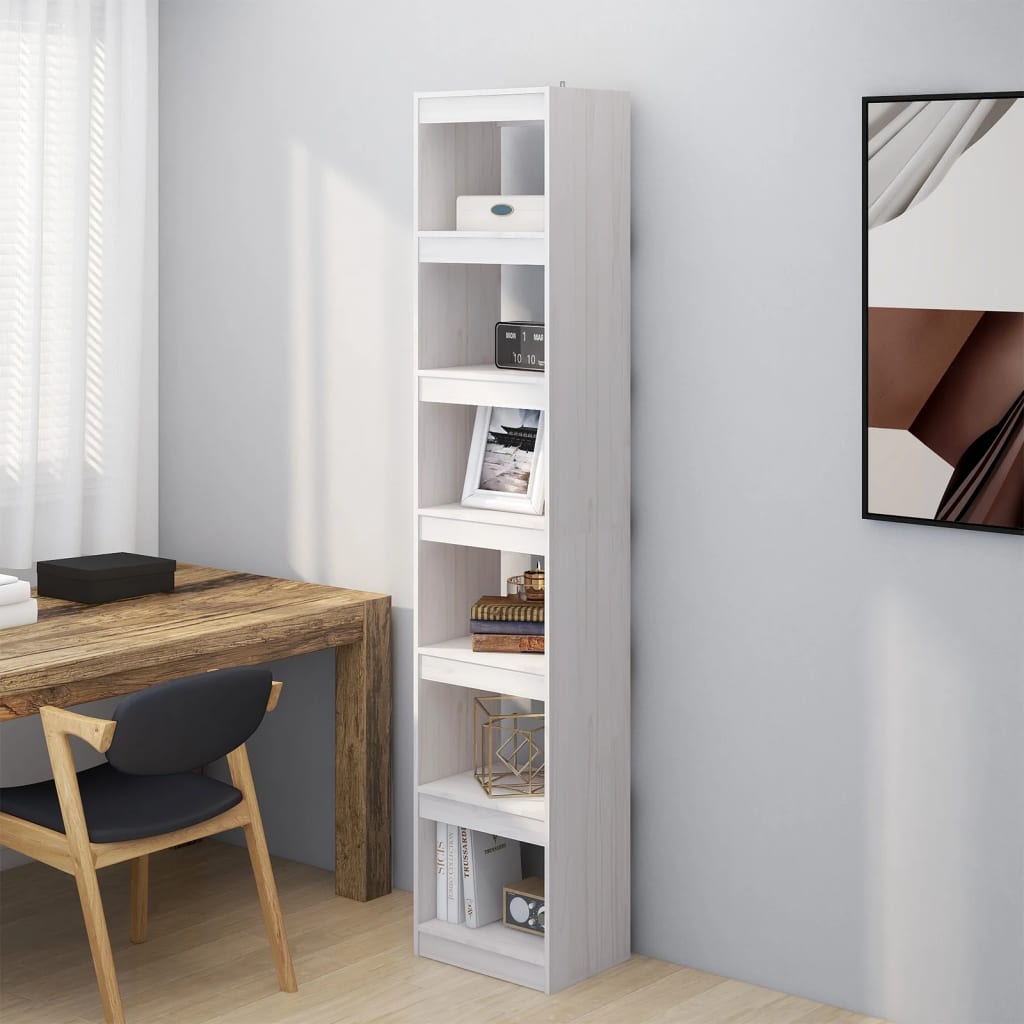 Book Cabinet/Room Divider White 15.7"x11.8"x78.3" Solid Wood Pine