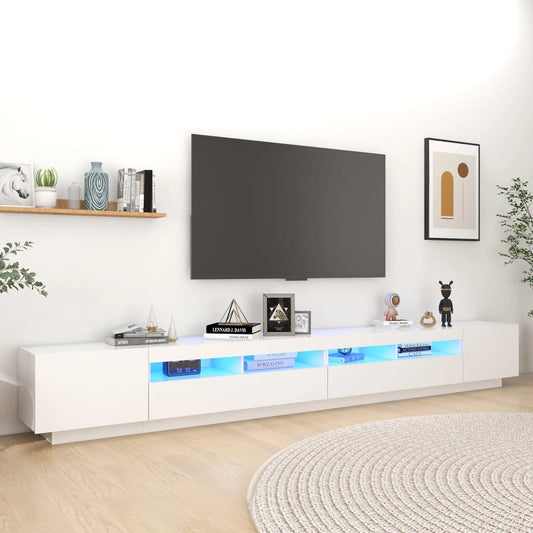 TV Cabinet with LED Lights White 118.1"x13.8"x15.7"