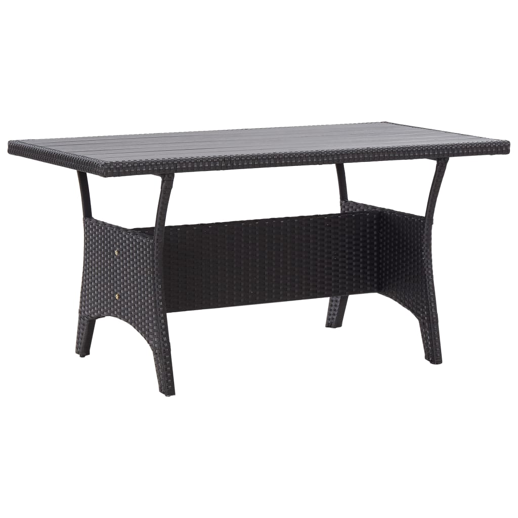 Patio Table Black 47.2"x27.6"x26" Poly Rattan