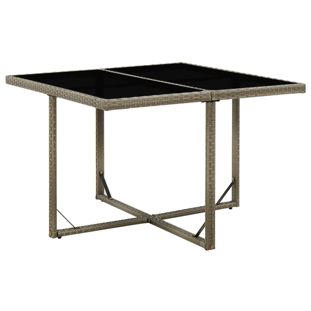 Patio Table Gray 42.9"x42.1"x29.1" Poly Rattan and Glass