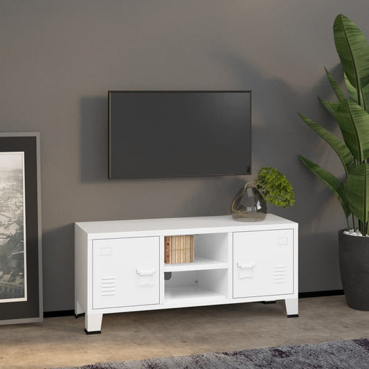 Industrial TV Cabinet White 41.3"x13.8"x16.5" Metal