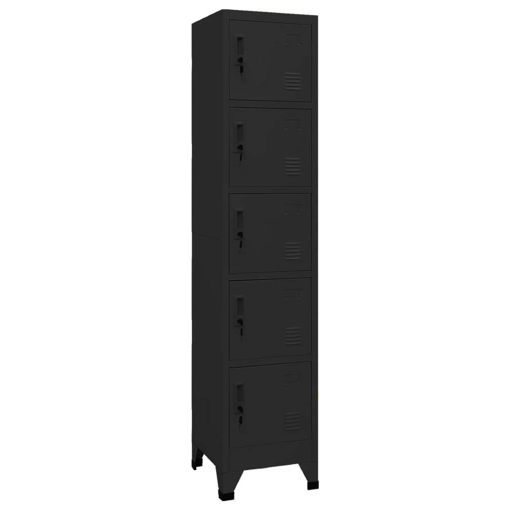 Locker Cabinet Black 15"x15.7"x70.9" Steel