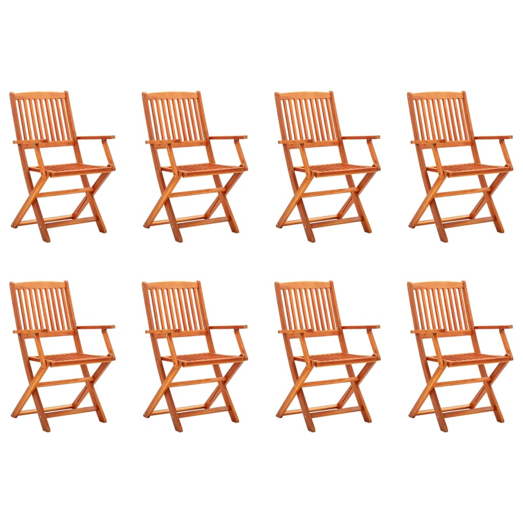 Folding Patio Chairs 8 pcs Solid Eucalyptus Wood