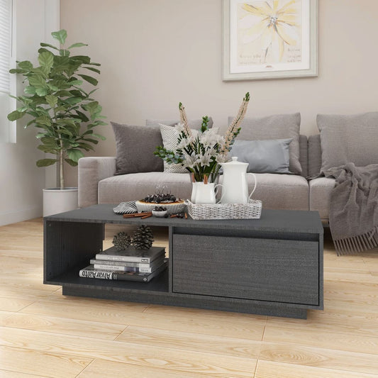 Coffee Table Gray 43.3"x19.7"x13.2" Solid Pinewood
