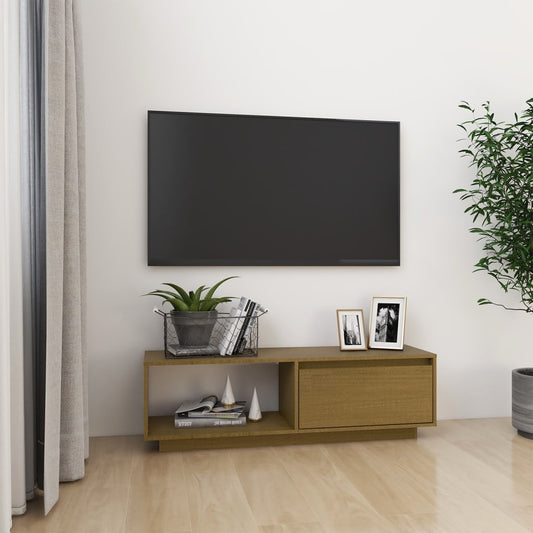 TV Cabinet Honey Brown 43.3"x11.8"x13.2" Solid Pinewood