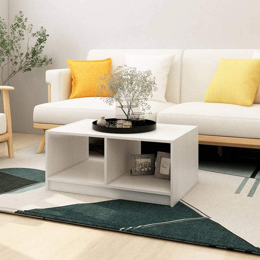 Coffee Table White 29.5"x19.7"x13.2" Solid Pinewood