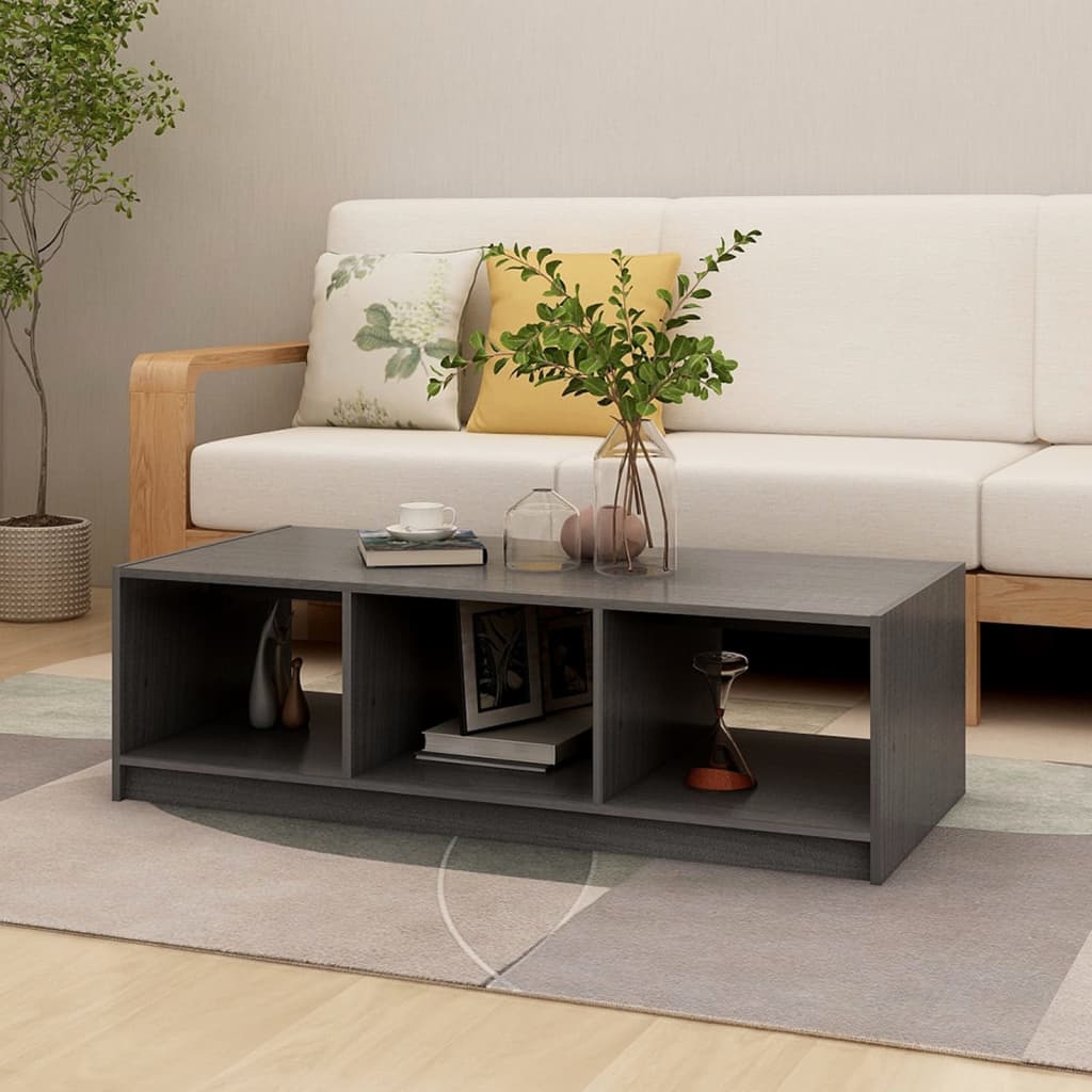 Coffee Table Gray 43.3"x19.7"x13.4" Solid Pinewood