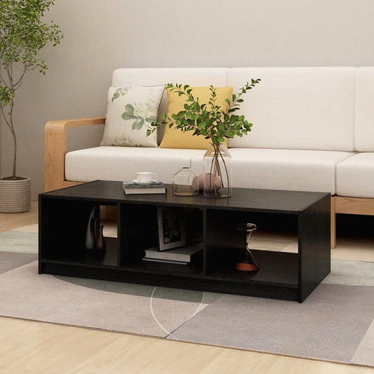 Coffee Table Black 43.3"x19.7"x13.4" Solid Pinewood