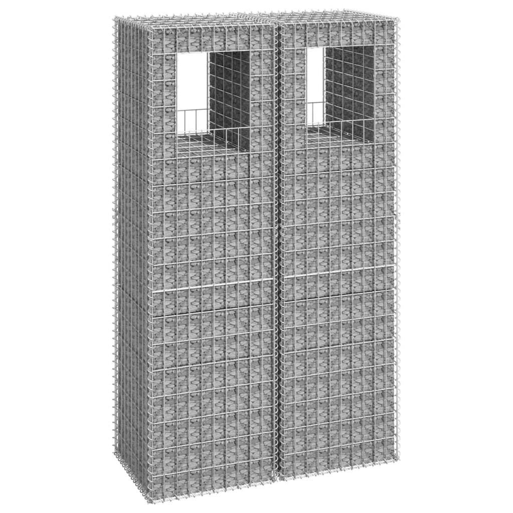Gabion Basket Posts 2 pcs 19.7"x19.7"x70.9" Iron