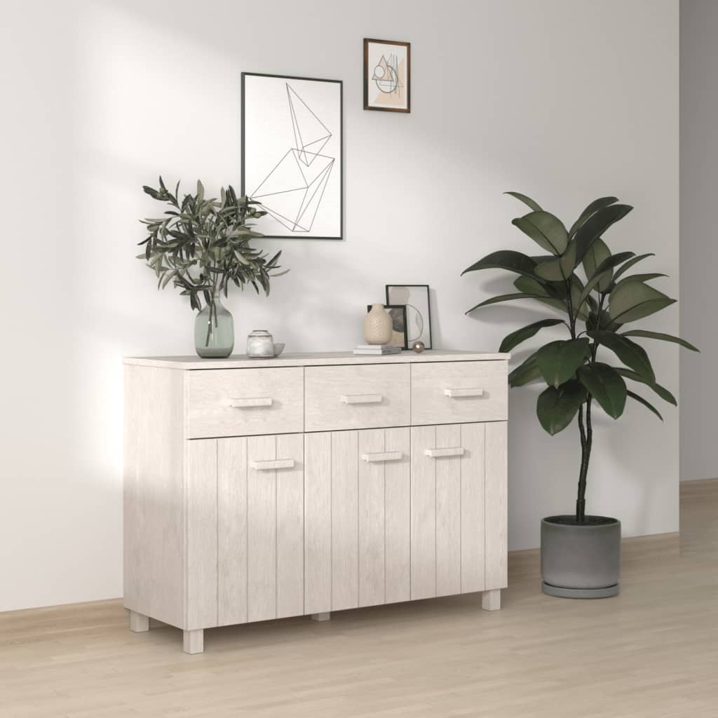 Sideboard White 44.5"x15.7"x31.5" Solid Wood Pine