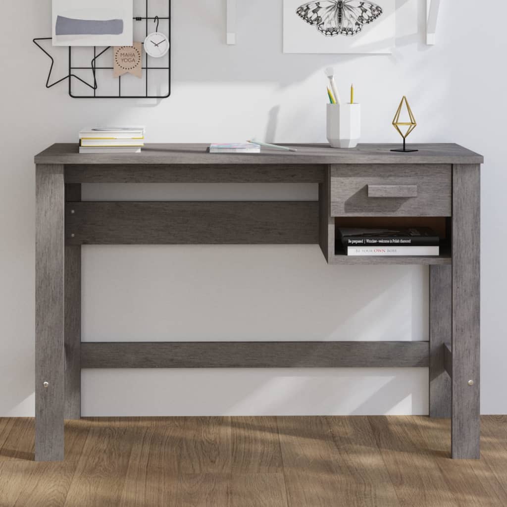 Desk Light Gray 43.3"x15.7"x29.5" Solid Wood Pine