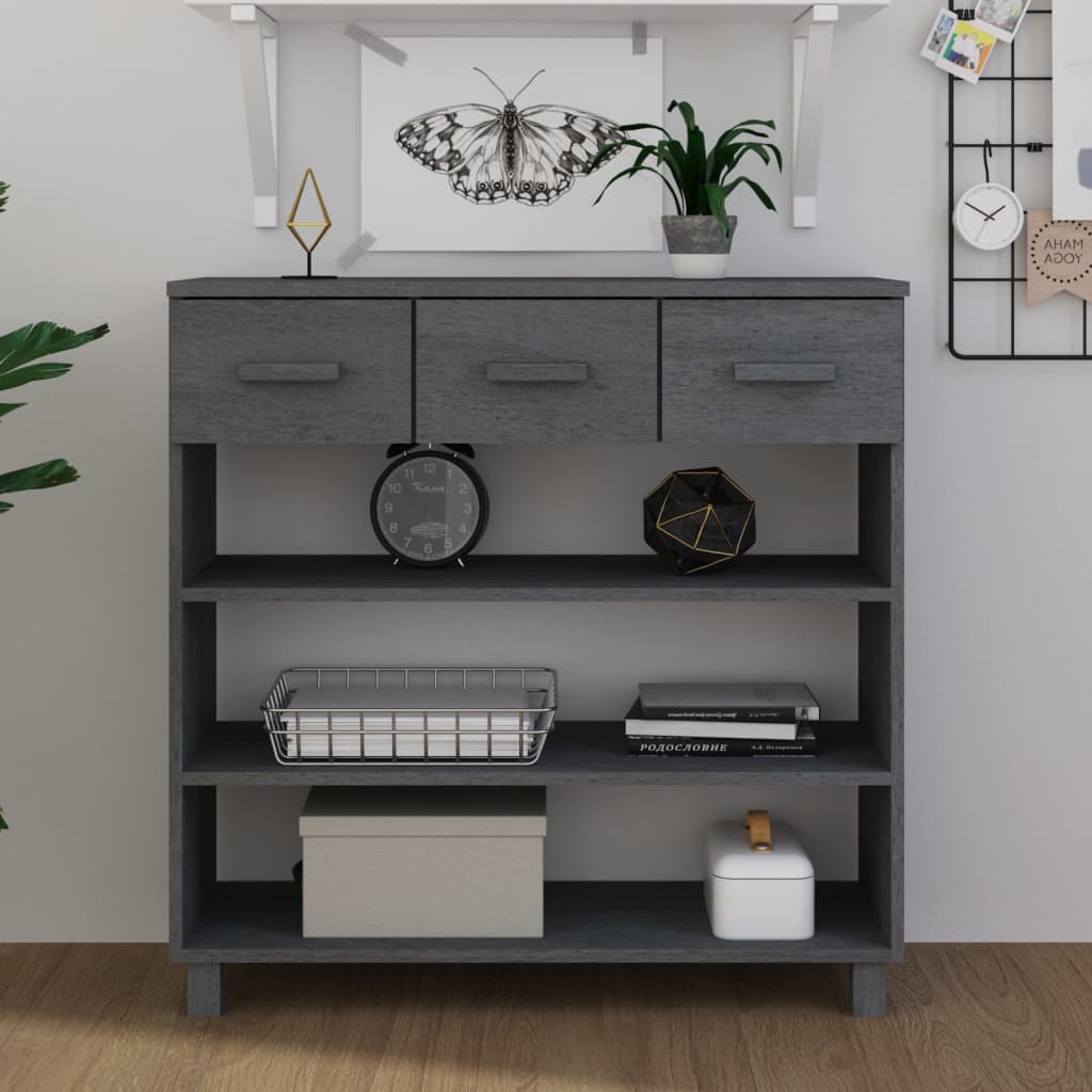 Console Table Dark Gray 35.4"x13.8"x35.4" Solid Wood Pine