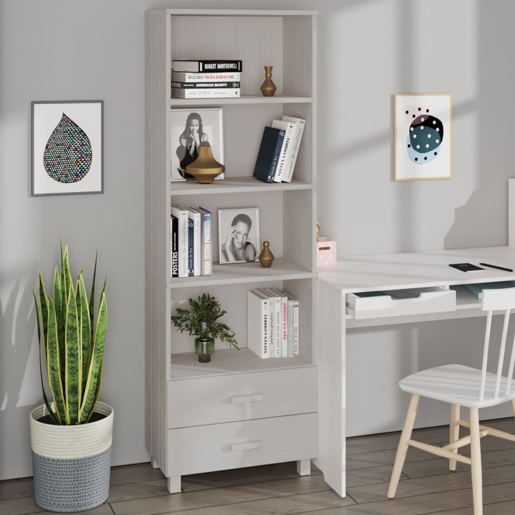 Highboard HAMAR White 23.6"x13.8"x70.9" Solid Wood Pine