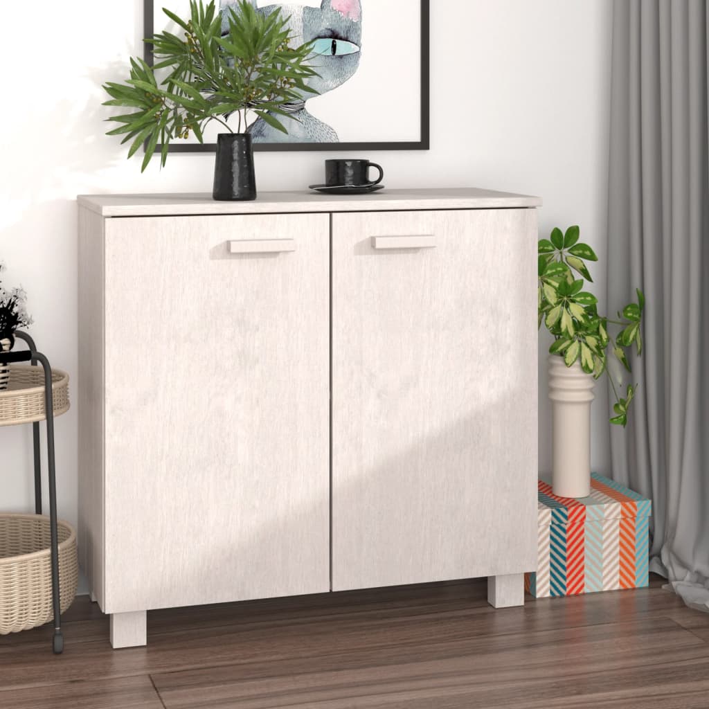 Sideboard White 33.5"x13.8"x31.5" Solid Wood Pine