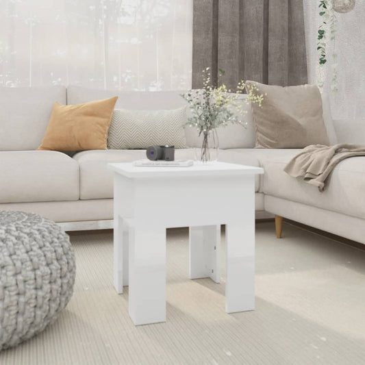 Coffee Table High Gloss White 15.7"x15.7"x16.5" Engineered Wood