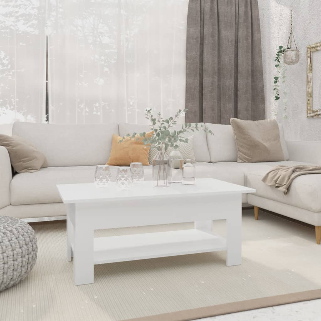 Coffee Table White 40.2"x21.7"x16.5" Engineered Wood