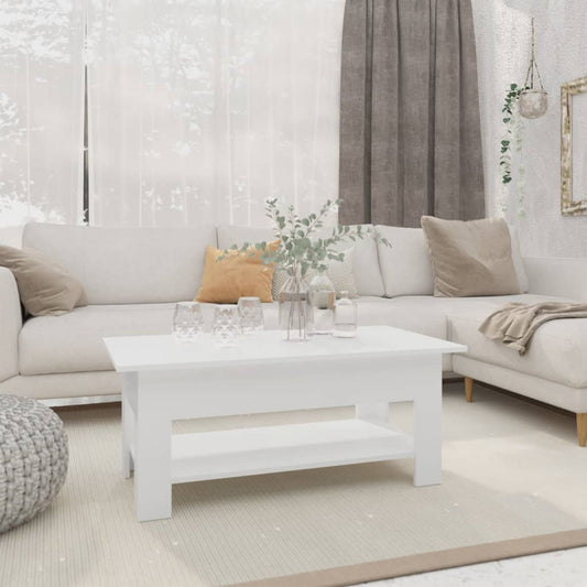 Coffee Table White 40.2"x21.7"x16.5" Engineered Wood