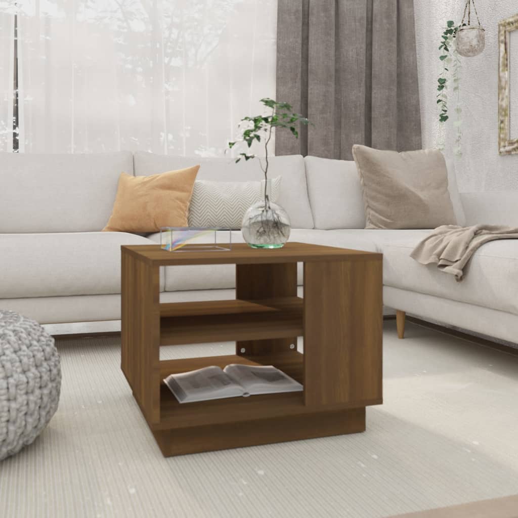 Coffee Table Brown Oak 21.7"x21.7"x16.9" Engineered Wood
