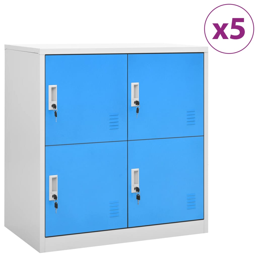 Locker Cabinets 5 pcs Light Gray and Blue 35.4"x17.7"x36.4" Steel