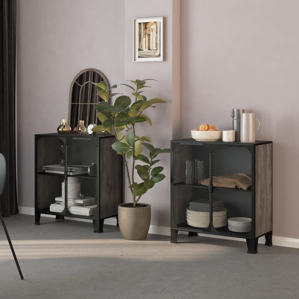 Storage Cabinets 2 pcs Gray 28.3"x14.2"x32.3" Metal and MDF