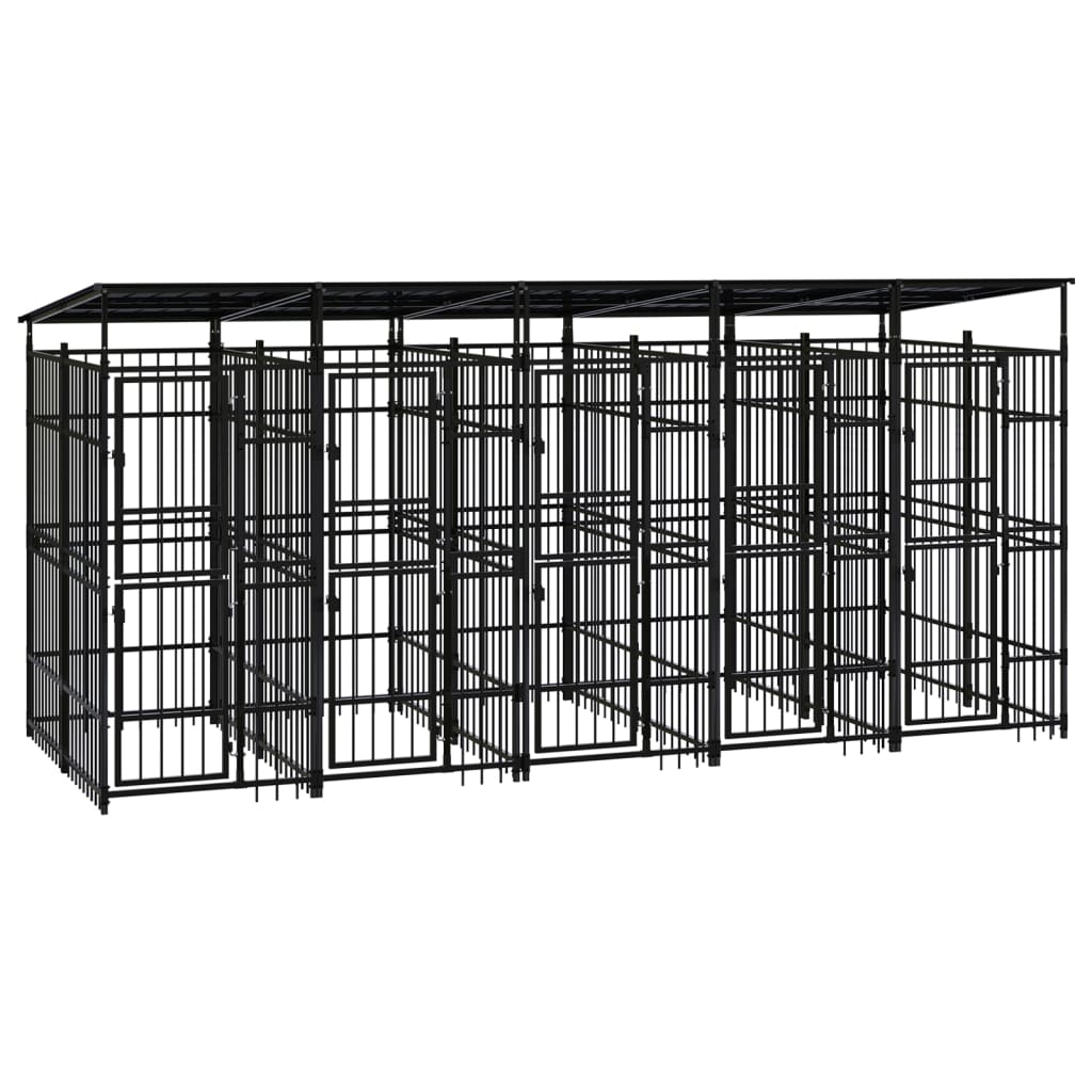 Outdoor Dog Kennel with Roof Steel 99.2 ft²