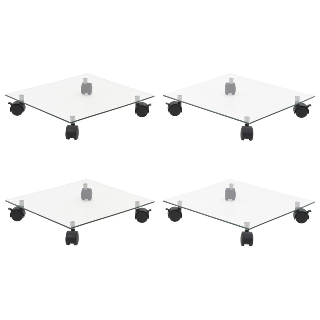 Plant Rollers 4 pcs 13.8"x13.8" Tempered Glass Square