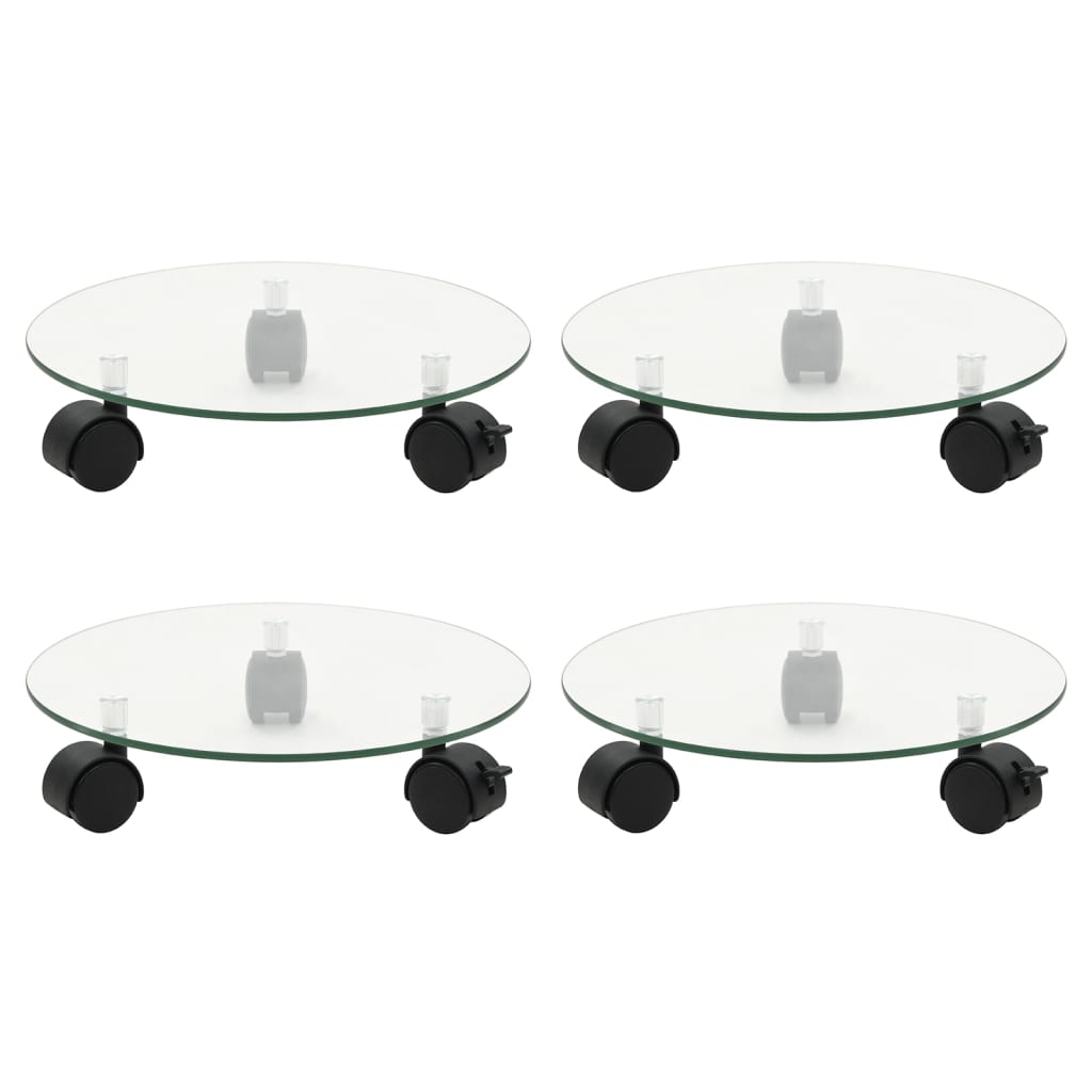 Plant Rollers 4 pcs 11" Tempered Glass Round
