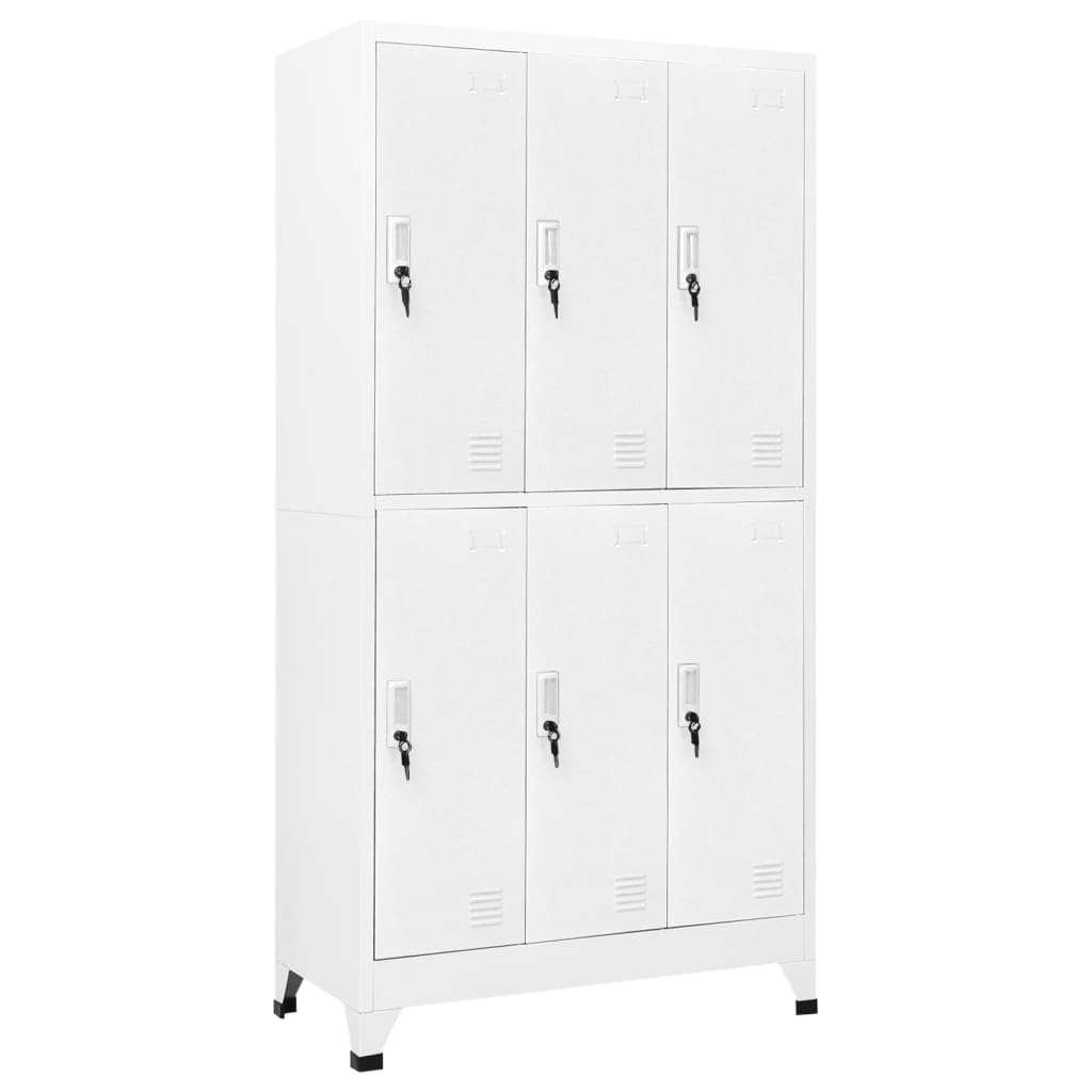 Locker Cabinet with 6 Compartments Steel 35.4"x17.7"x70.9" Gray