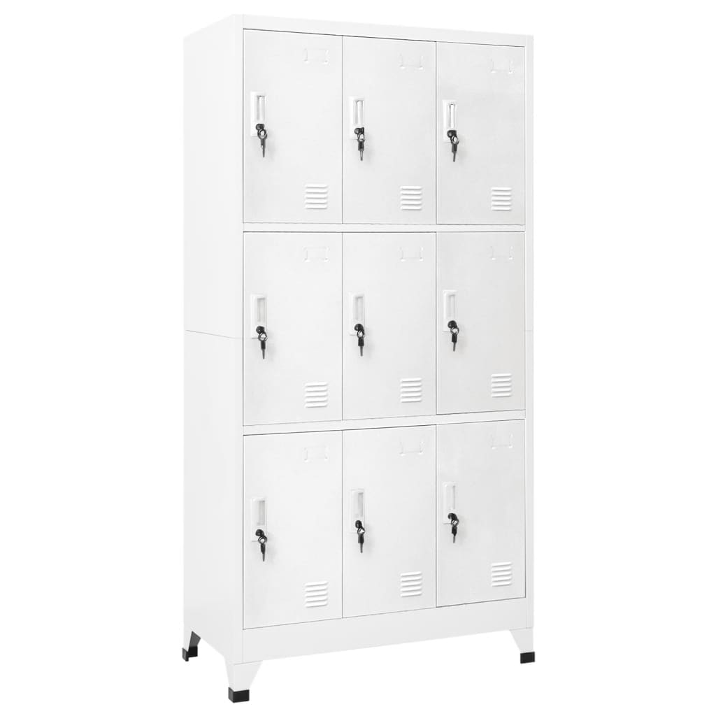 Locker Cabinet with 9 Compartments Steel 35.4"x17.7"x70.9" Gray