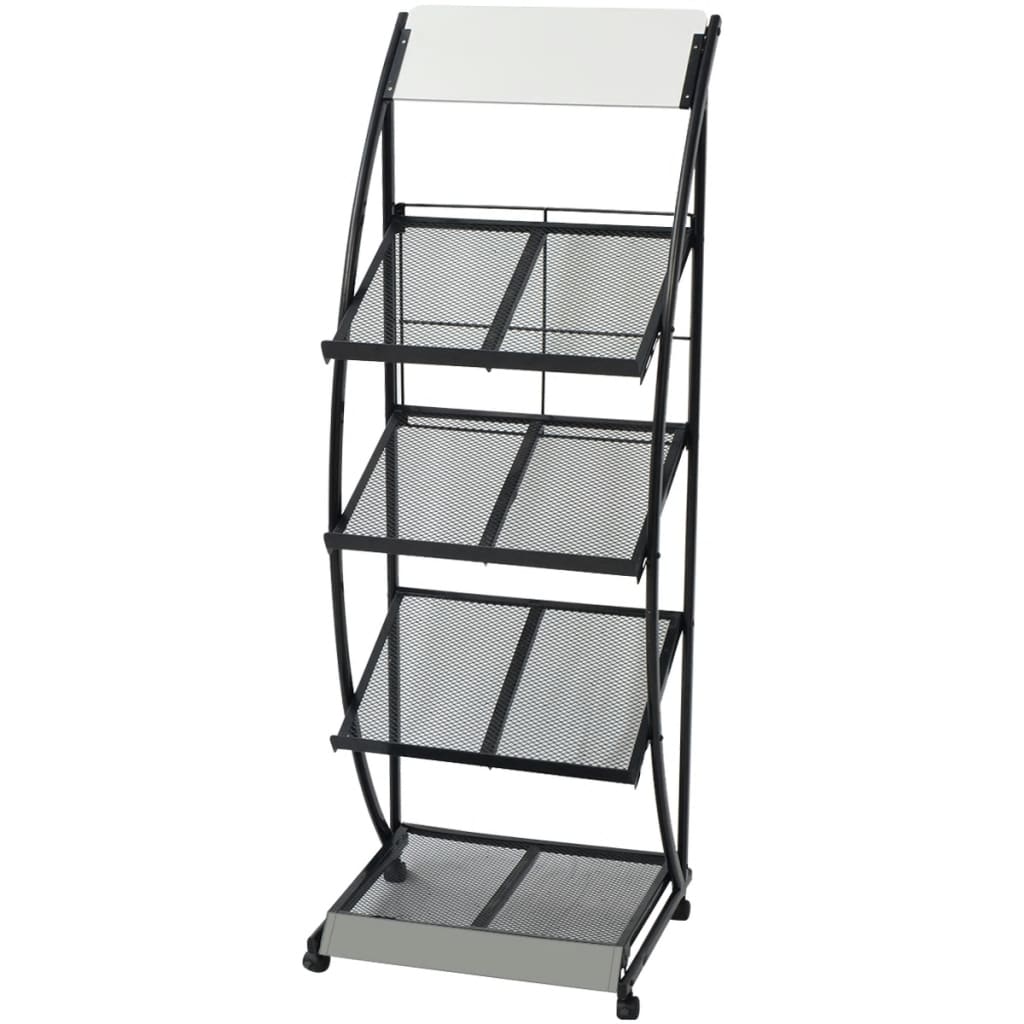 Magazine Rack 18.5"x15.7"x52.8" Black and White A4