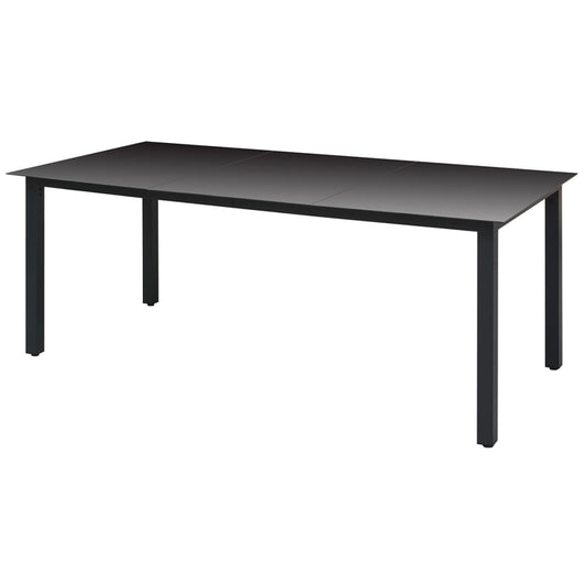 Patio Table Black 74.8"x35.4"x29.1" Aluminum and Glass
