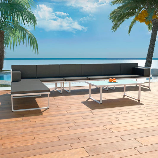 5 Piece Patio Lounge Set Textilene Aluminum Black