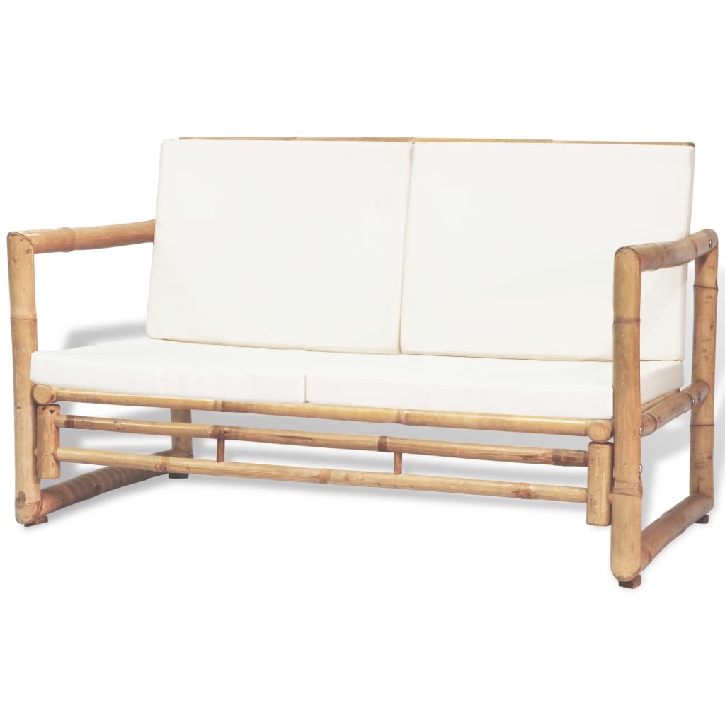 2 Seater Patio Sofa with Cushions Bamboo