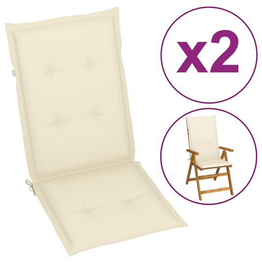 Garden Chair Cushions 2 pcs Cream 47.2"x19.7"x1.2"