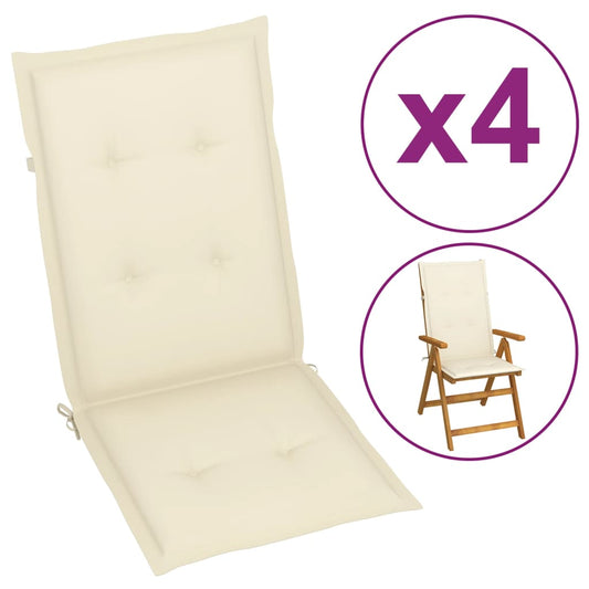 Garden Chair Cushions 4 pcs Cream 47.2"x19.7"x1.2"