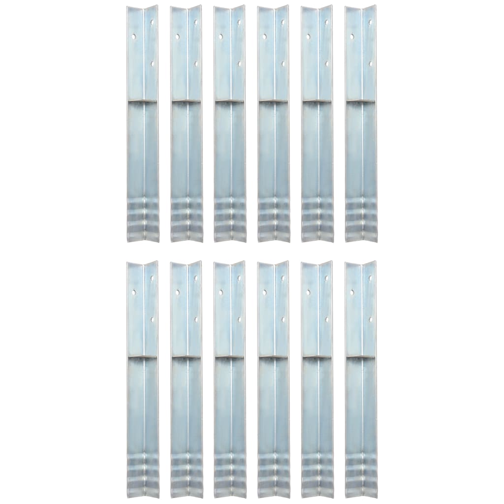L-shaped Ground Anchors 12 pcs Galvanized Steel 2"x2"x19.7"