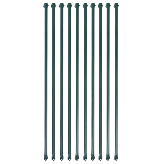 Garden Posts 10 pcs 39.4" Metal Green
