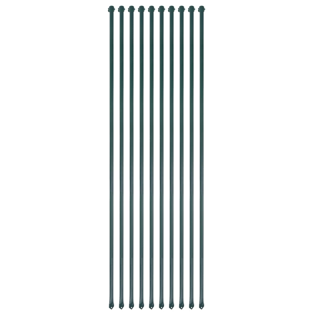 Garden Posts 10 pcs 59.1" Metal Green