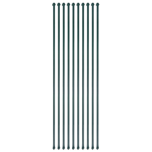 Garden Posts 10 pcs 59.1" Metal Green