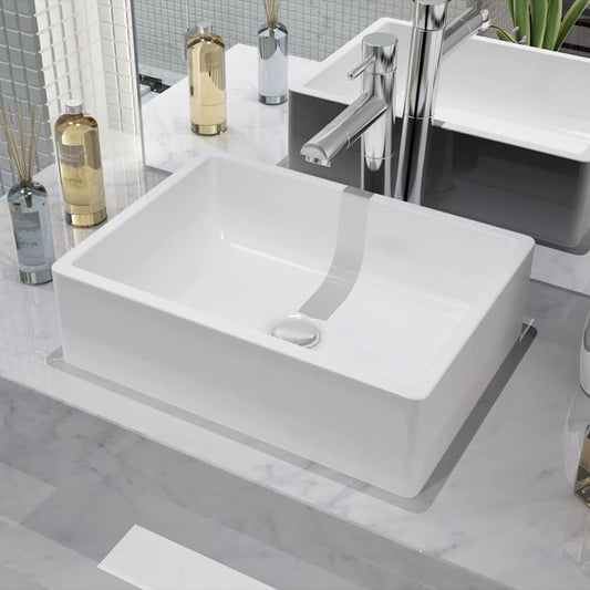 Basin Rectangular Ceramic White 16.1"x11.8"x4.7"