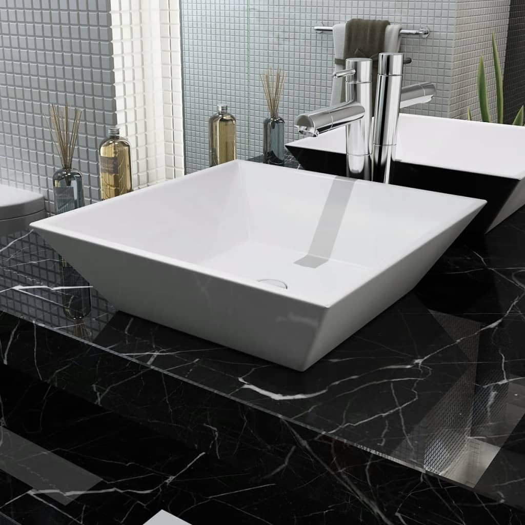 Basin Square Ceramic White 16.3"x16.3"x4.7"