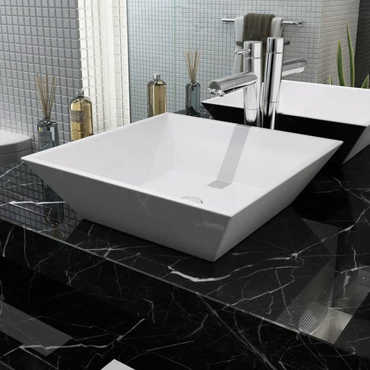 Basin Square Ceramic White 16.3"x16.3"x4.7"