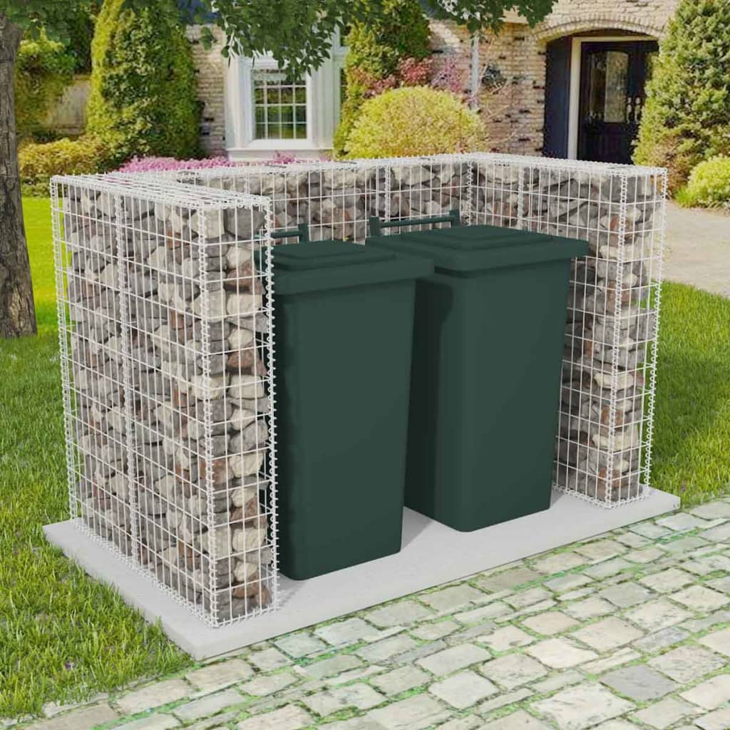 Gabion Double Wheelie Bin Surround Steel 70.9"x39.4"x47.2"