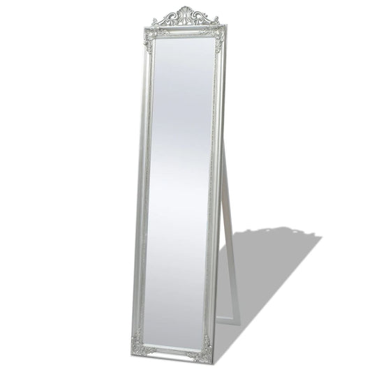 Free-Standing Mirror Baroque Style 63"x15.7" Silver
