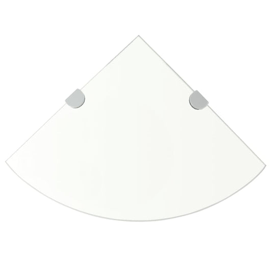 Corner Shelf with Chrome Supports Glass Clear 13.8"x13.8"