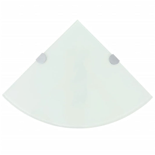 Corner Shelf with Chrome Supports Glass White 9.8"x9.8"